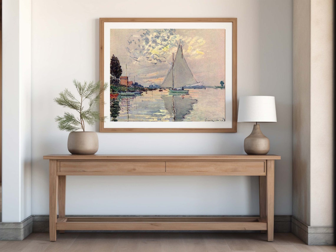 Claude Monet Print Sailboat At Le Petit Gennevilliers Poster Wall Art Poster Art Nature Inspired Classic Oil Sea Painting - Image 7