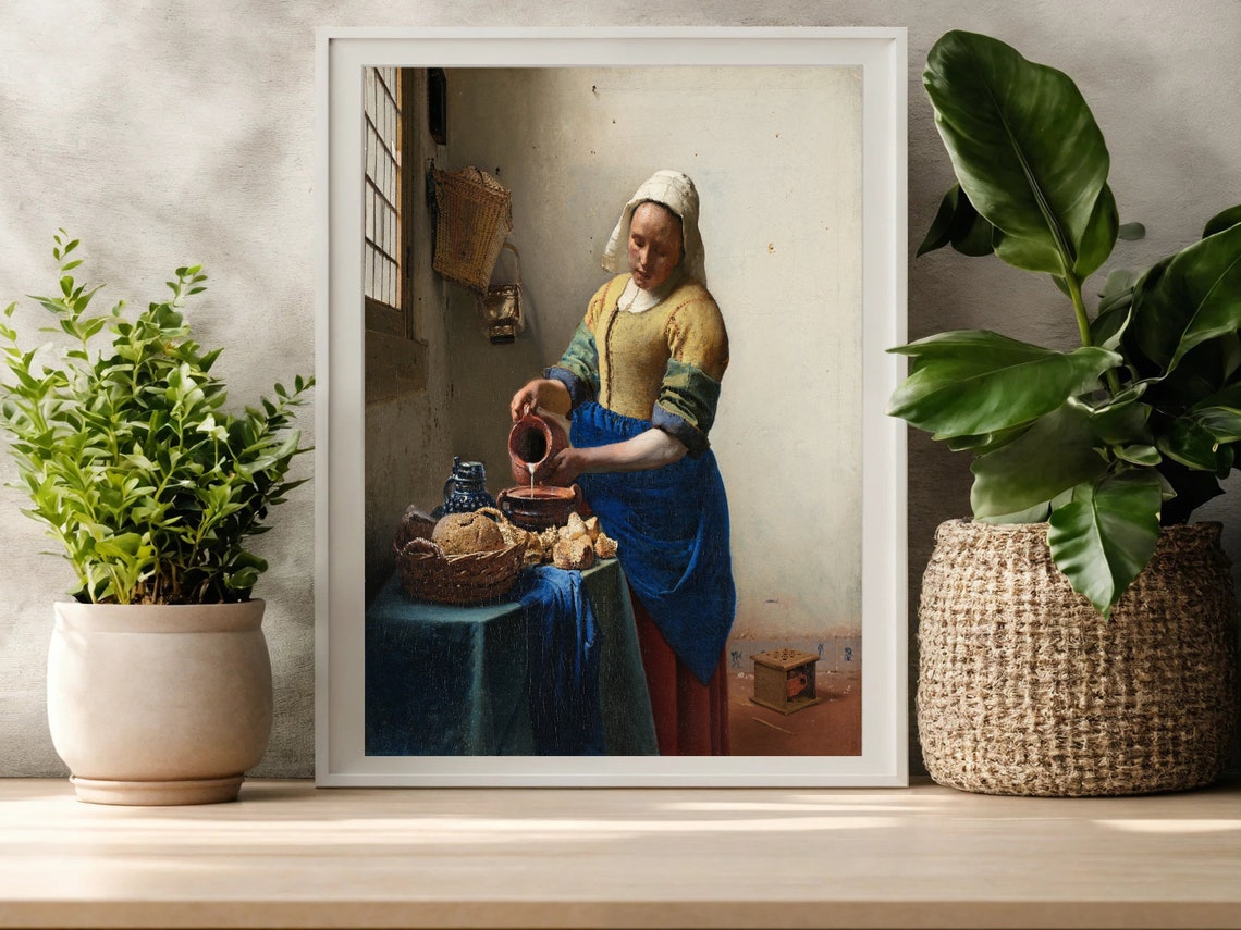 Johannes Vermeer The Milkmaid Print Dutch Baroque Painting Fine Art Print Aesthetic Painting Baroque Era Art Museum Poster - Image 8