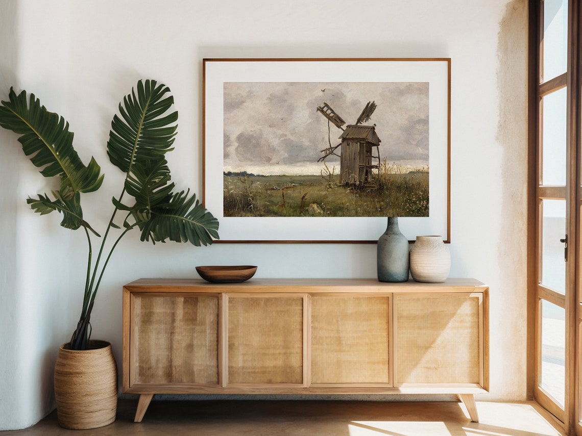 Dutch Windmill Cows Grazing Vintage Countryside Meadow Poster - Image 5