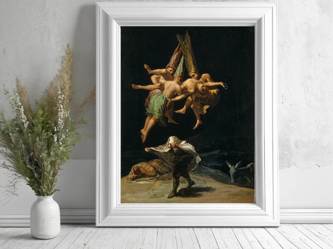 Francisco Goya The Witches Flight Dark Romantic Artwork Poster