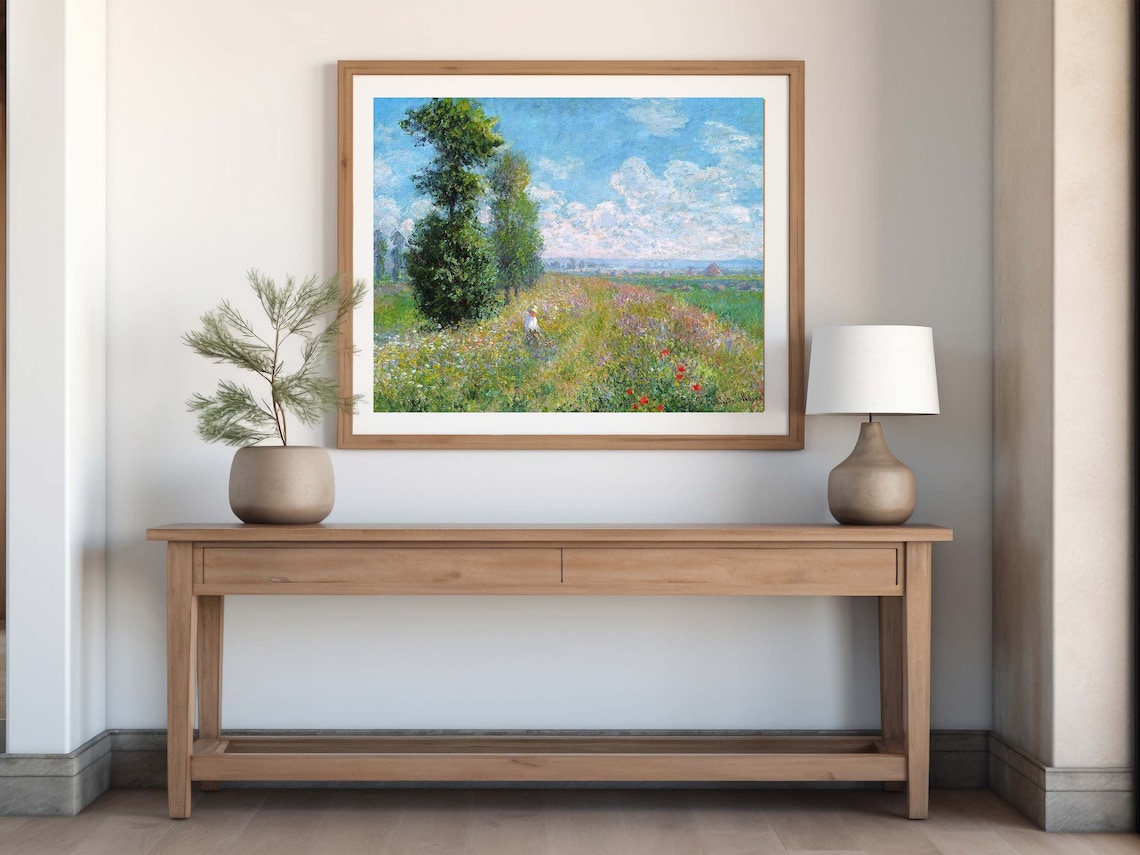 Claude Monet Meadow with Poplars Poppies Summer Field Impressionist Poster - Image 3
