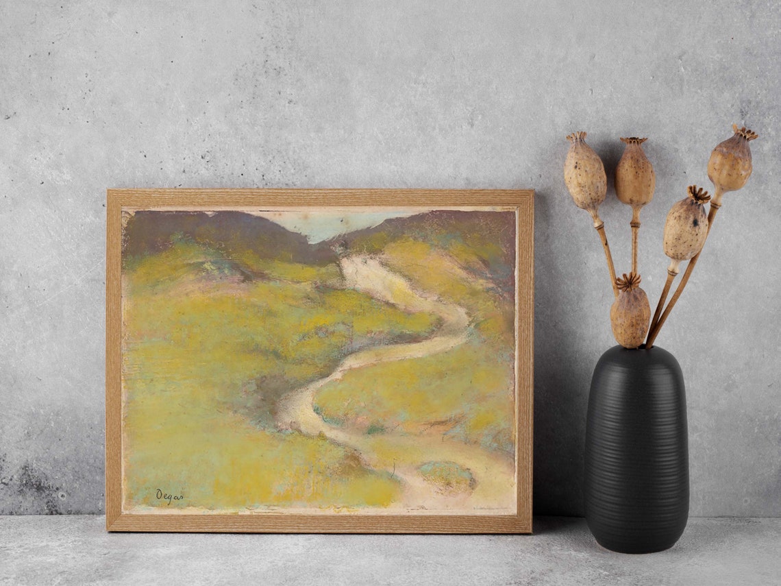 Edgar Degas Pathway in a Field Pastel Impressionist Landscape Print - Image 3