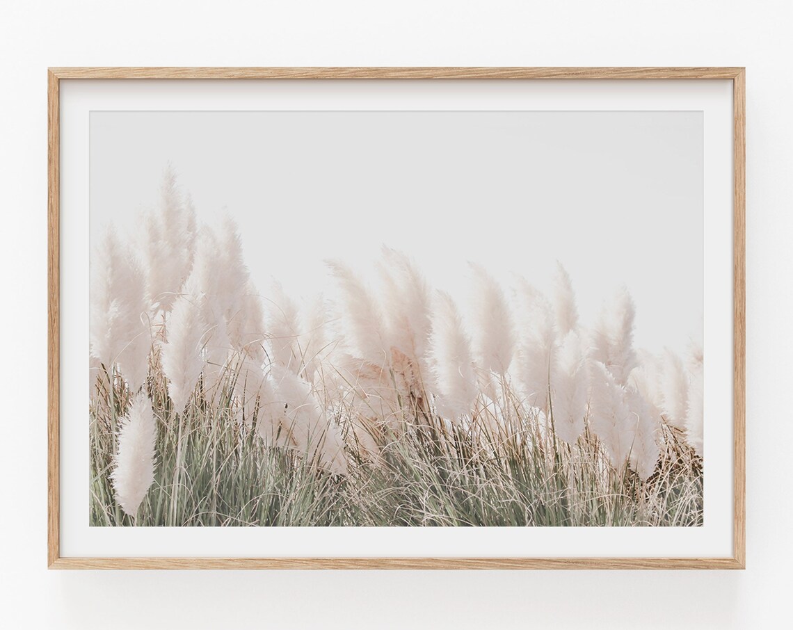 Pampas Grass Farmhouse Art Print, Boho Botanical