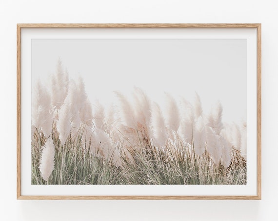 Pampas Grass Farmhouse Art Print, Boho Botanical