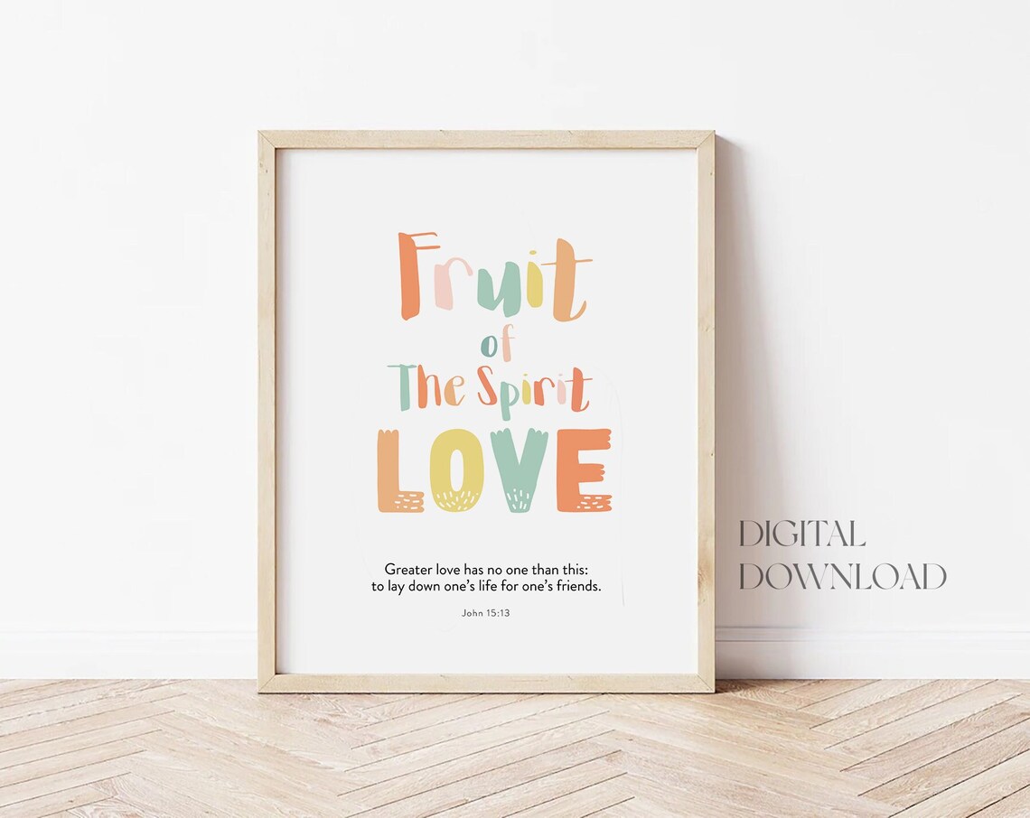 Fruit Of The Spirit Love Colorful Kids Nursery Bible Verse Poster