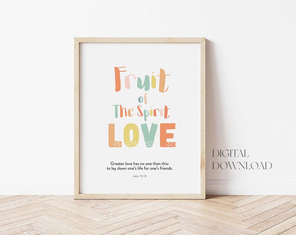 Fruit Of The Spirit Love Kids Nursery Room Wall Art Galatians 522 Christian Kids Nursery Church Sunday School