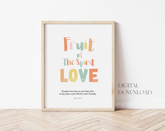 Fruit Of The Spirit Love Colorful Kids Nursery Bible Verse Poster