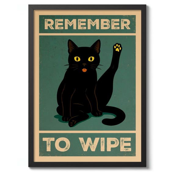 Remember To Wipe Print Funny Bathroom Poster Wall Art Decor Typography Toilet Humor Gift