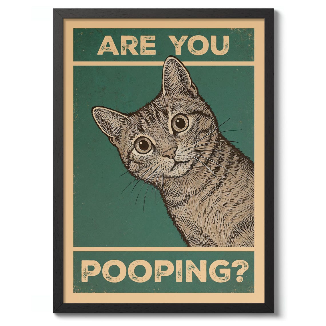 Are You Pooping Cat Print Bathroom Poster Funny Typography Wall Art Decor Lover Gift