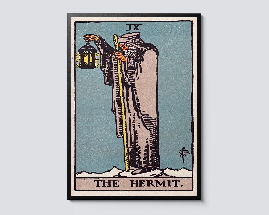 The Hermit Vintage Tarot Art Print, Spiritual Portrait