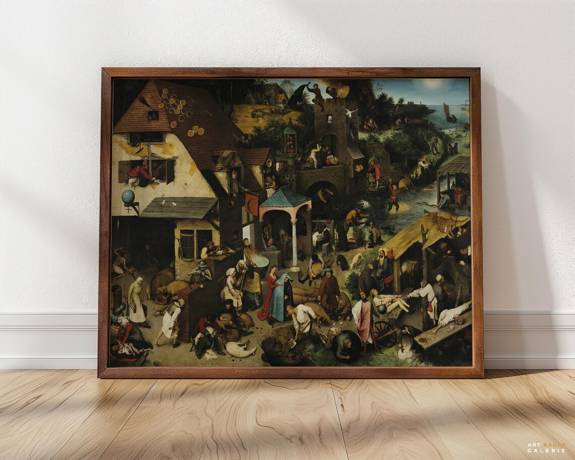 Netherlandish Proverbs by Pieter Bruegel, Art Print