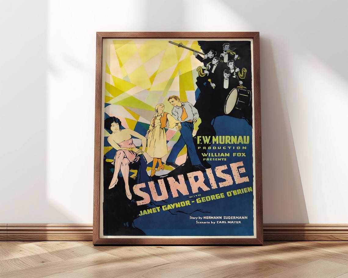 Sunrise A Song Of Two Humans Movie Poster 1927 Framed Print Academy Award Silent Film Poster Fw Murnau