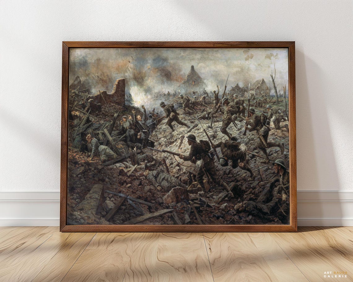William Wollen Territorials At Pozieres 1917 WWI Infantry Attack Print - Image 5