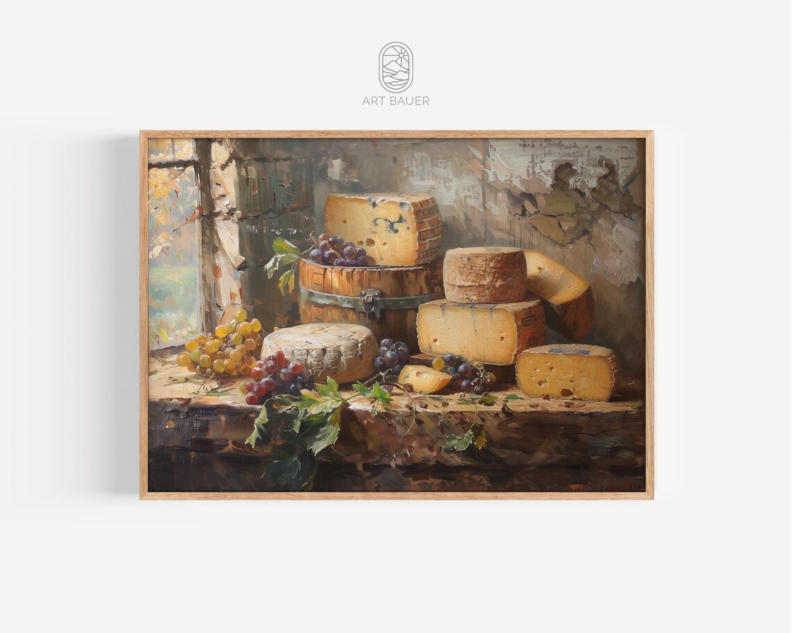 Cheese Farmhouse Rustic Kitchen Wall Art Print