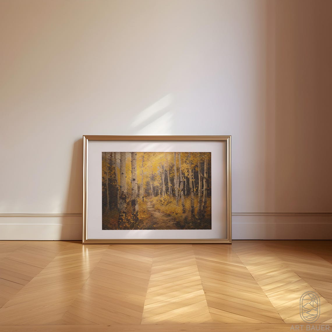 Golden Autumn Birch Forest Path Warm Fall Foliage Nature Art Poster - Image 5