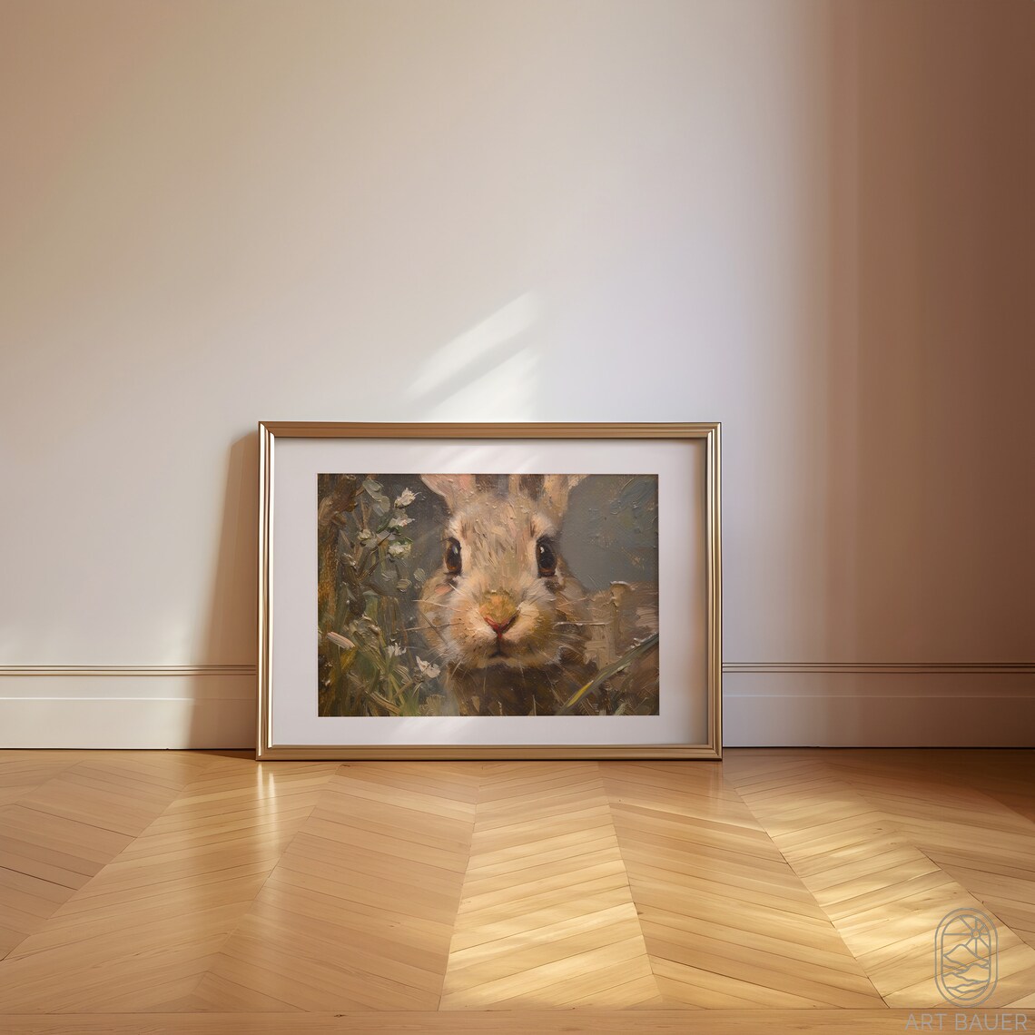 Rabbit In Flowery Meadow, Rustic Animal Art Print - Image 5