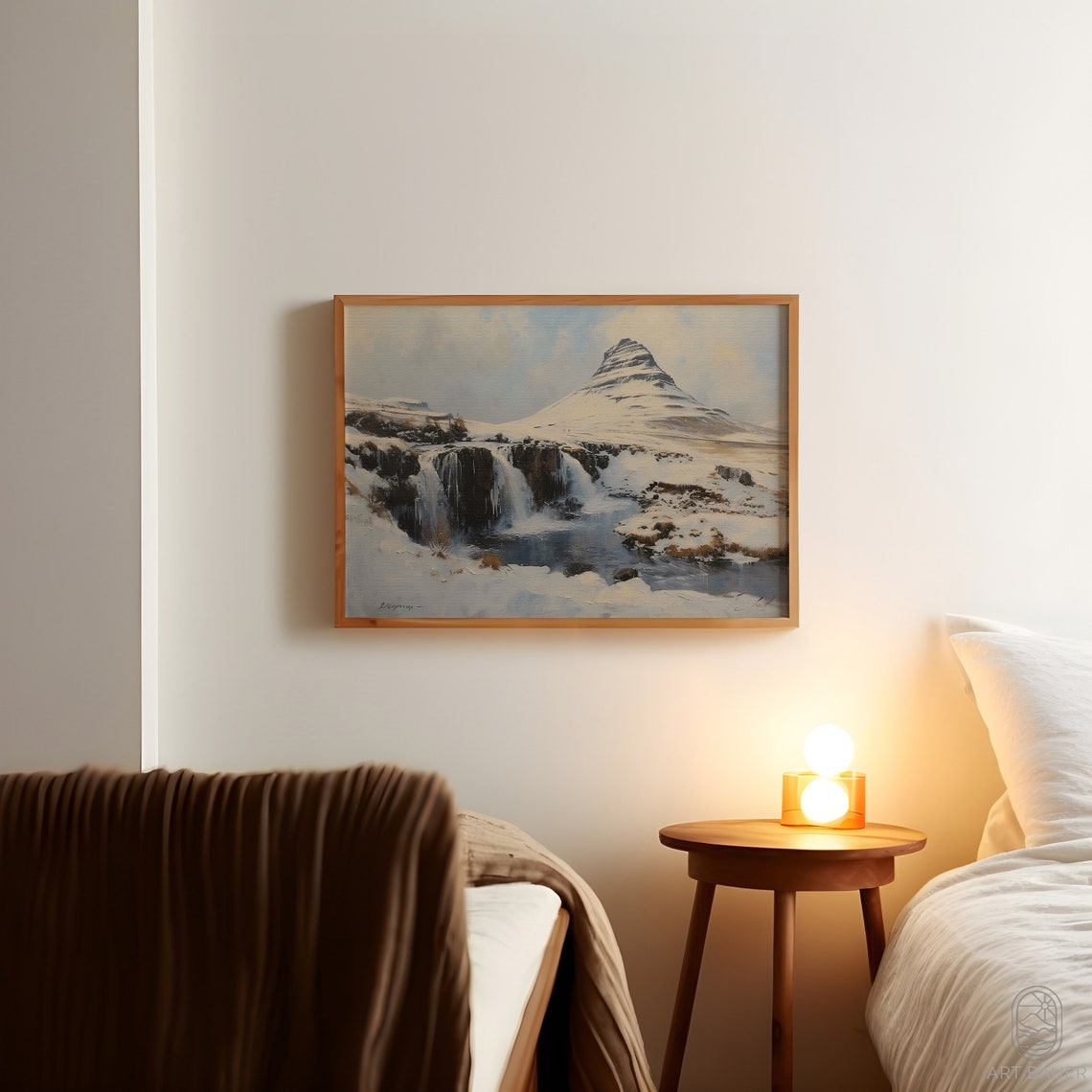 Iceland Kirkjufell Peak Winter Snow Waterfall Landscape Travel Poster - Image 3