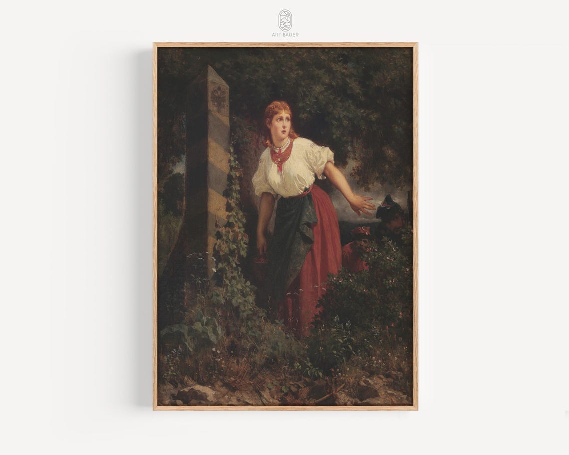 Grottger Crossing the Border Woman at Night Border Marker Art Print