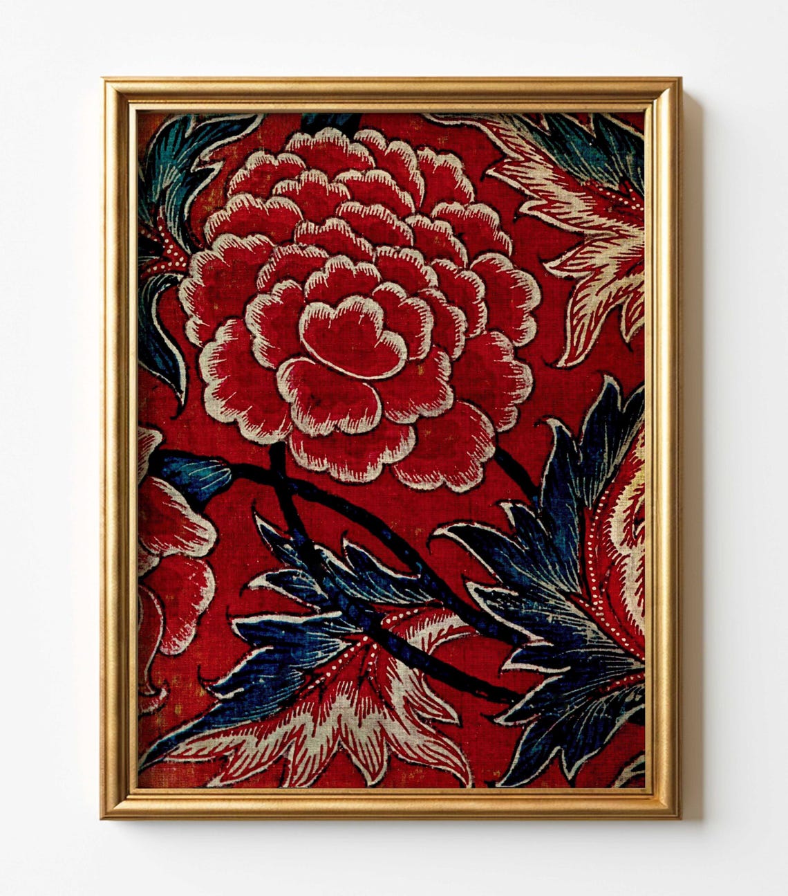 Vintage Flower Textile Art Print, Red Blossom - Image 2