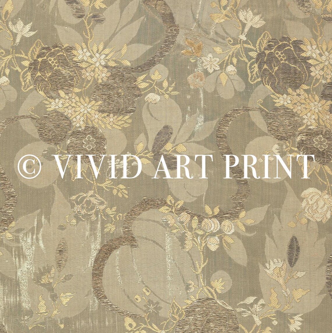 Golden Garden Textile, Antique French Brocade - Image 4