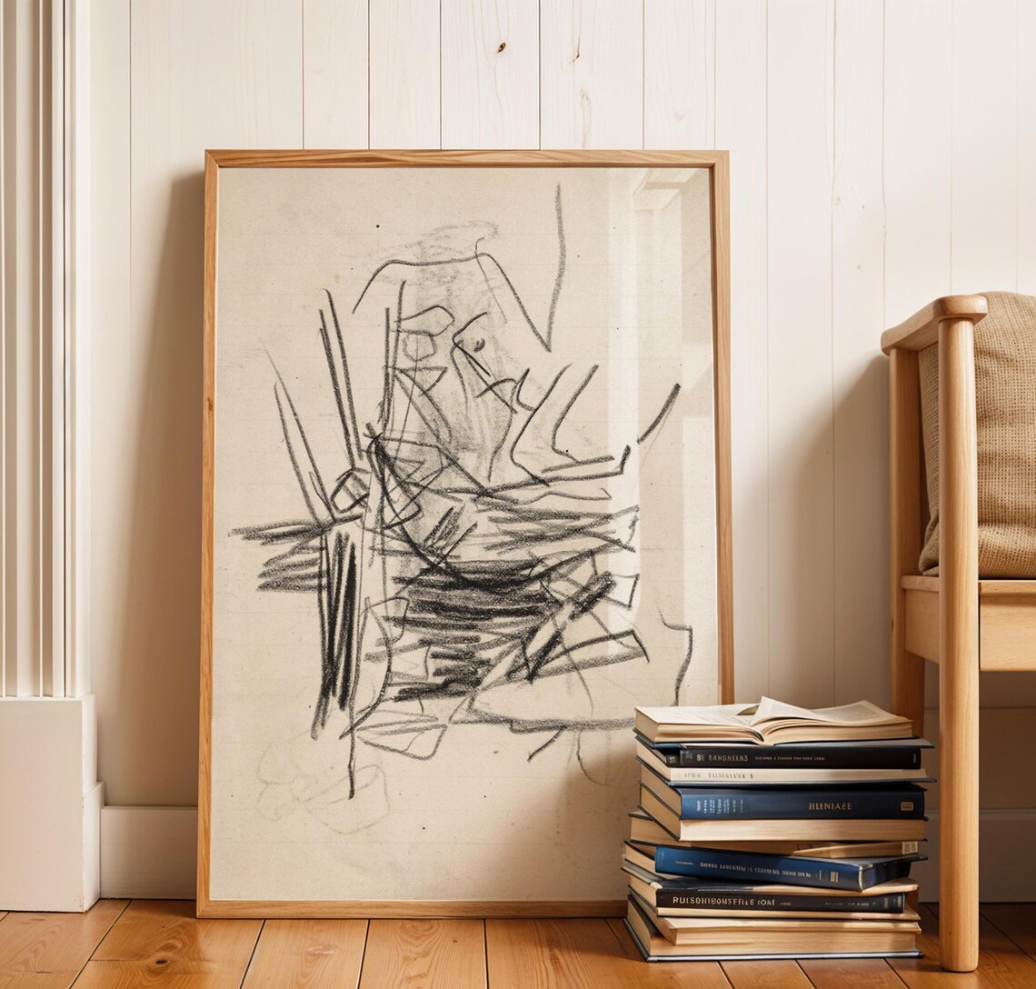 Vintage Minimalist Sketch, Modern Abstract Art Print - Image 2
