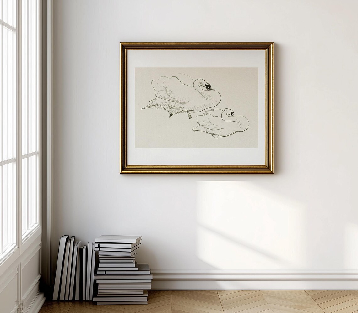 Minimalist Swan Sketch, Graceful Bird Art Print - Image 2
