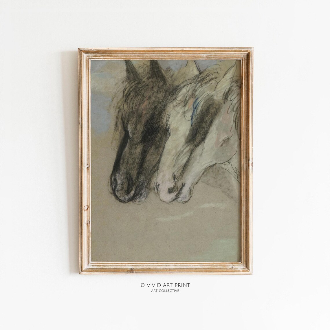 Vintage Equestrian Cottage Core Sketch Art Print