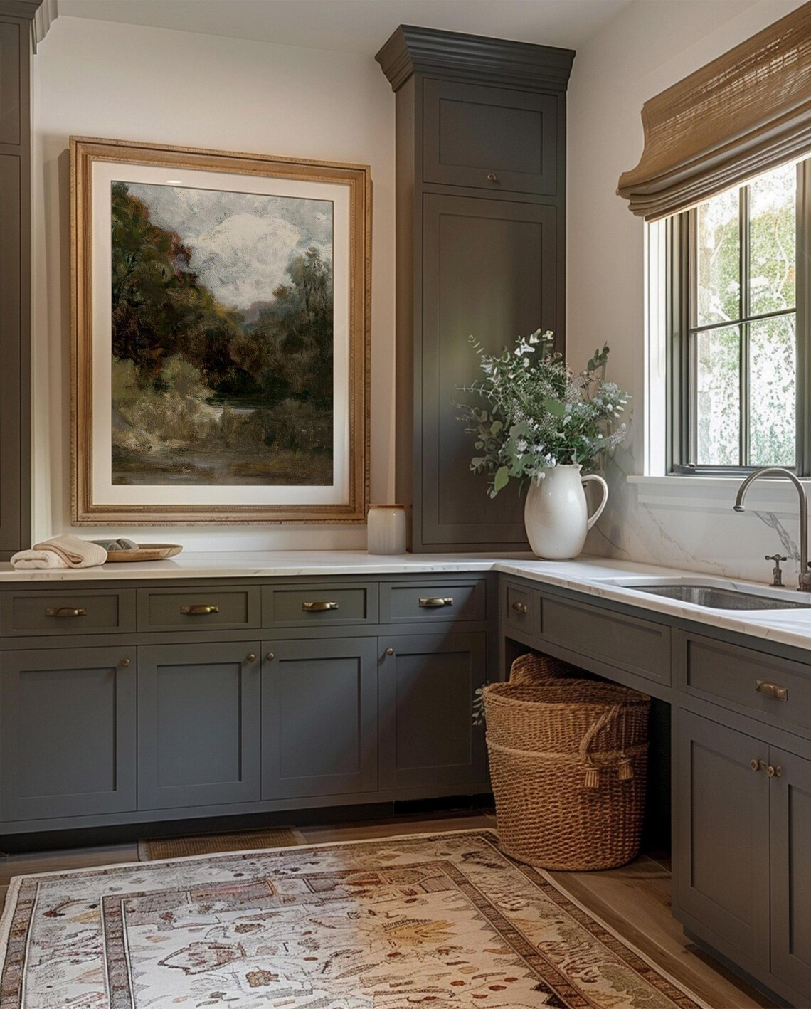 Rustic Cottage Country Landscape, Vintage Farmhouse Decor - Image 3