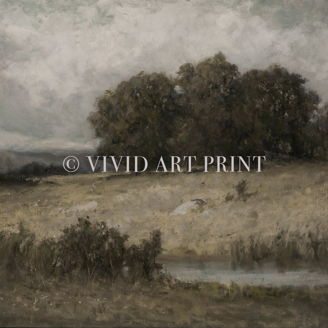 Muted Vintage Landscape, Water Stream Art Print - Image 4