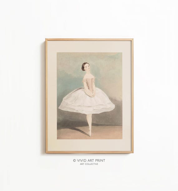 Vintage Ballerina Watercolor, Nursery Decor Art Print