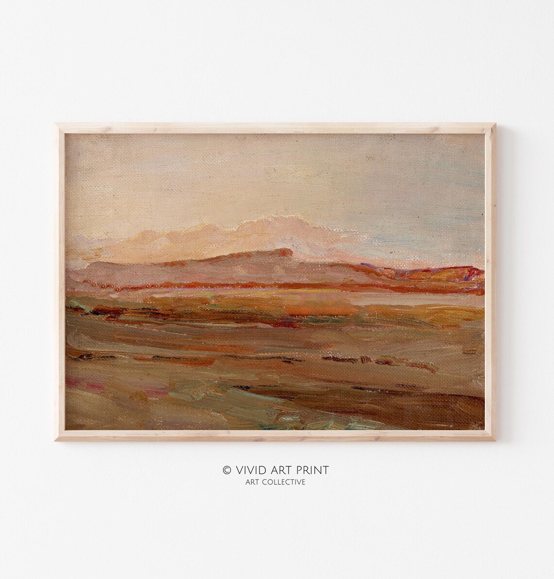 Muted Abstract Landscape, Vintage Rustic Farmhouse