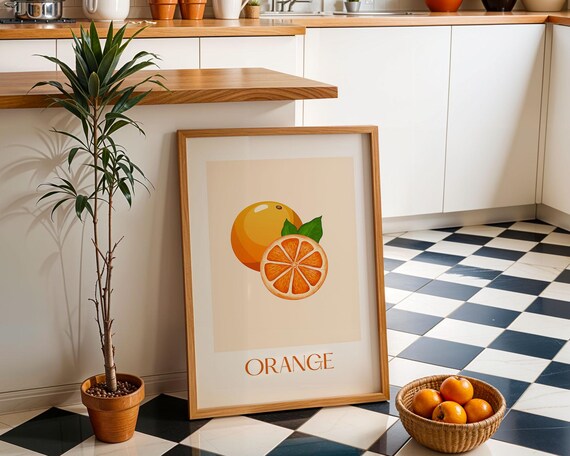Orange Fruit Kitchen Art Modern Colorful Citrus Decor Wall Print