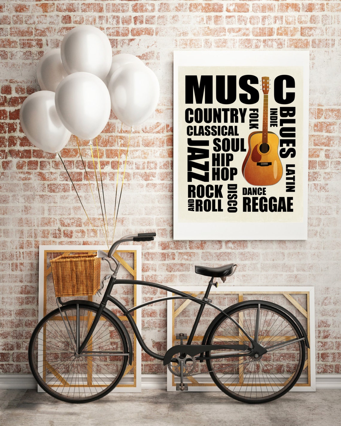 Music Genres Typography Acoustic Guitar Music Lover Gift Poster - Image 2