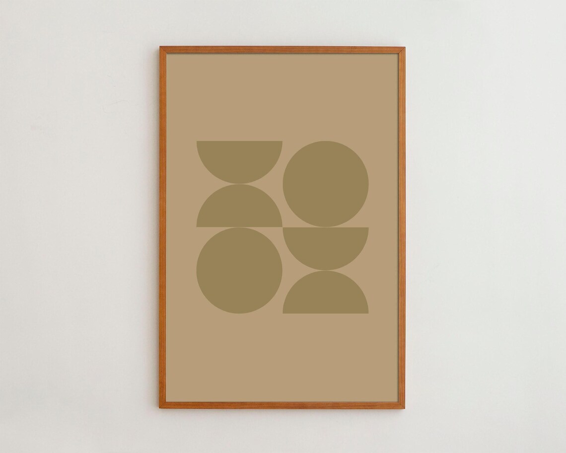 Midcentury Modern Wall Art Geometric Home Decor Neutral Colors Minimalist Print