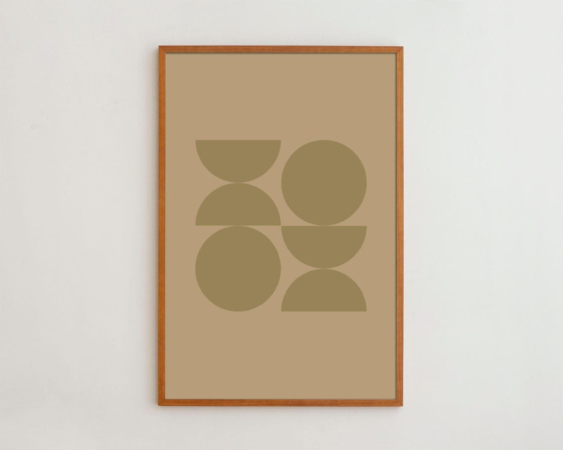 Taupe Geometric Wall Art Muted Shapes Minimalist Modern Decor