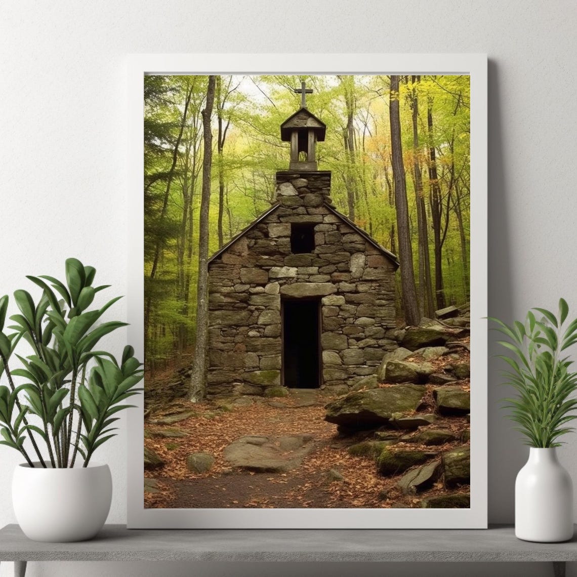 Ancient Stone Chapel Hidden Deep In A Golden Autumn Forest Poster - Image 4