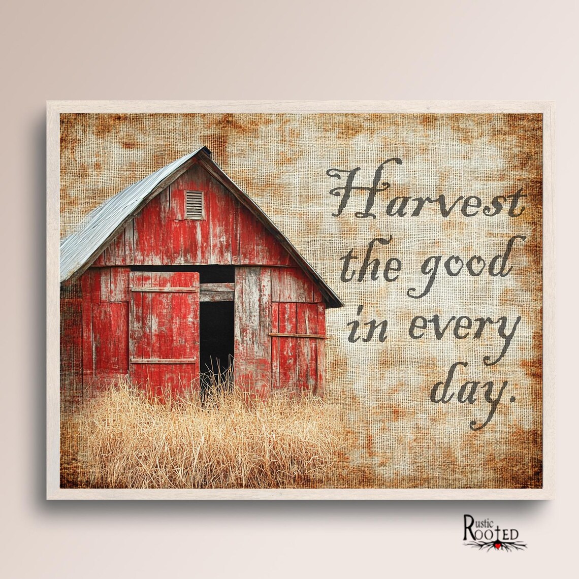 Harvest the Good in Every Day Red Barn Farm Quote Art Poster - Image 3