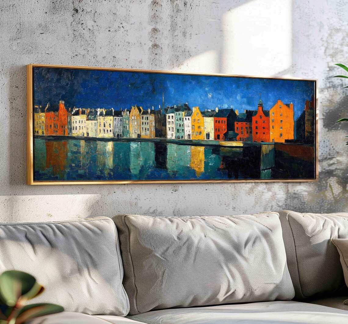 Vintage European Cityscape Art Print, Above-Bed Decor