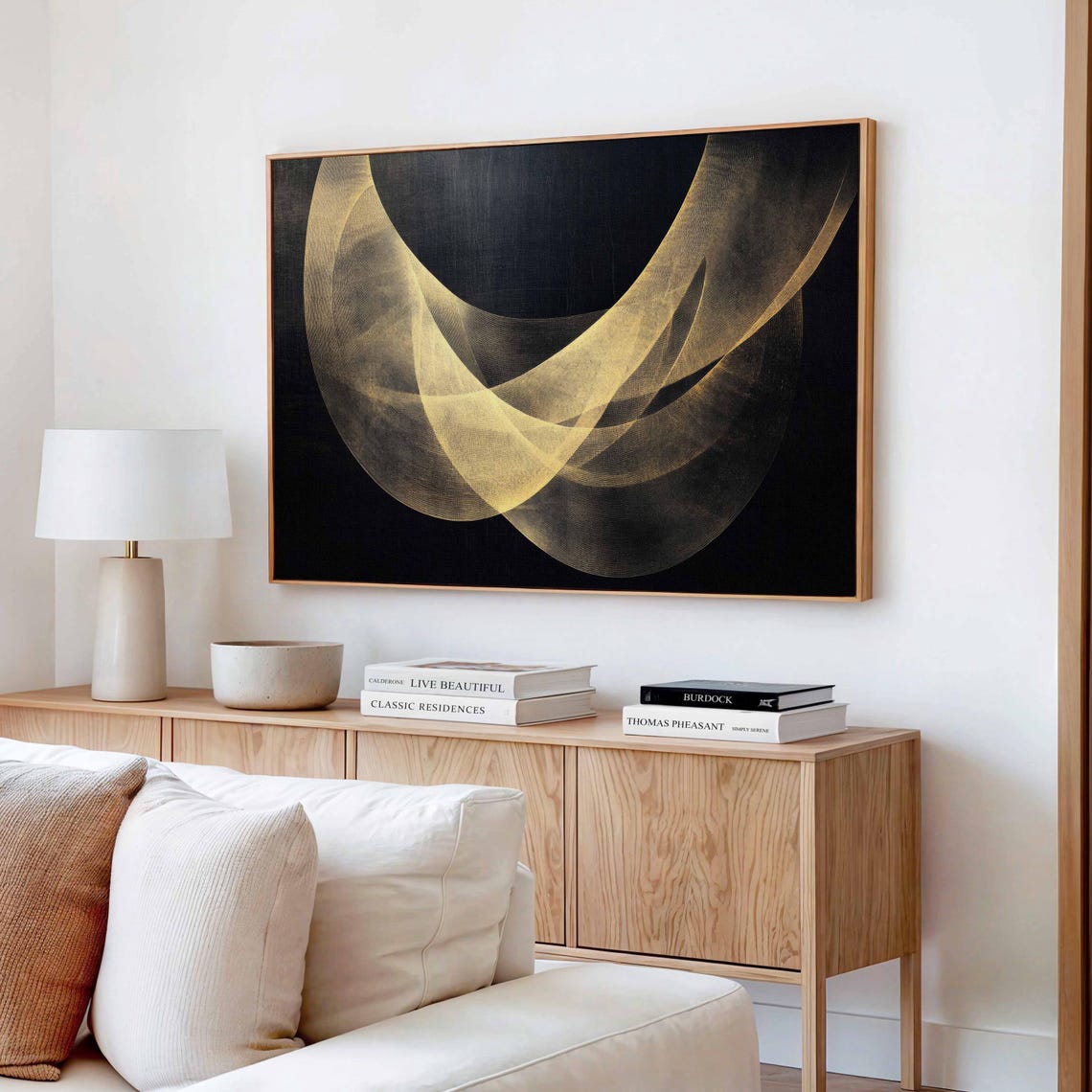 Gold Arc Light Trails Abstract Black Modern Elegant Decor Poster - Image 4