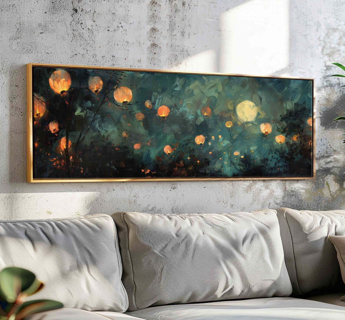 Chinese Lanterns in the Night Sky Skyscape Art Print