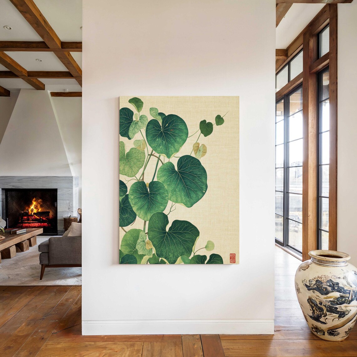Vintage Japanese Botanical Art Print, Boho Decor