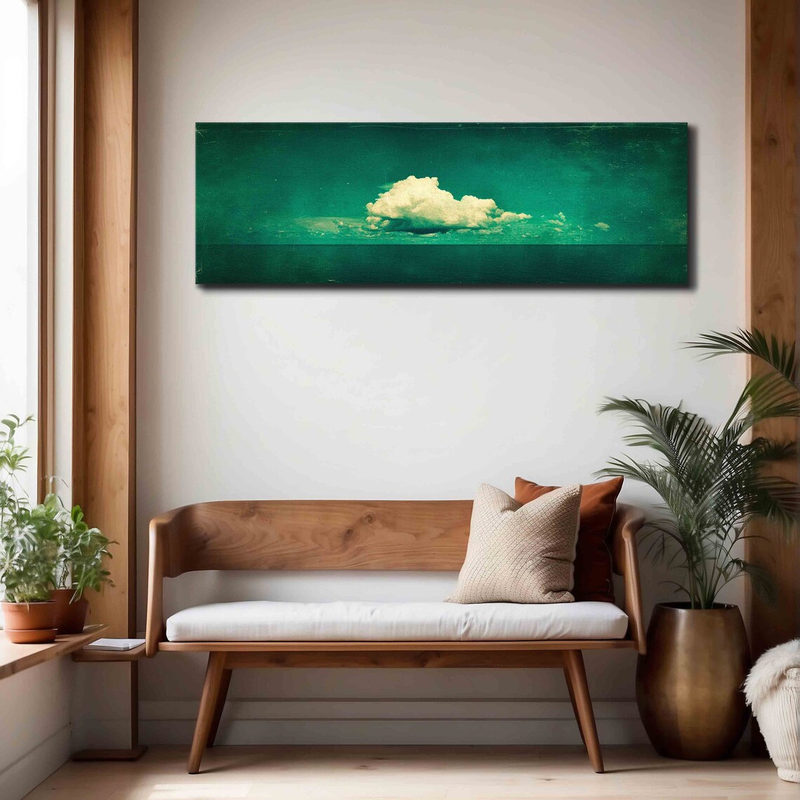 Emerald Green Cloud Minimalist Wall Art Print, Panoramic - Image 4