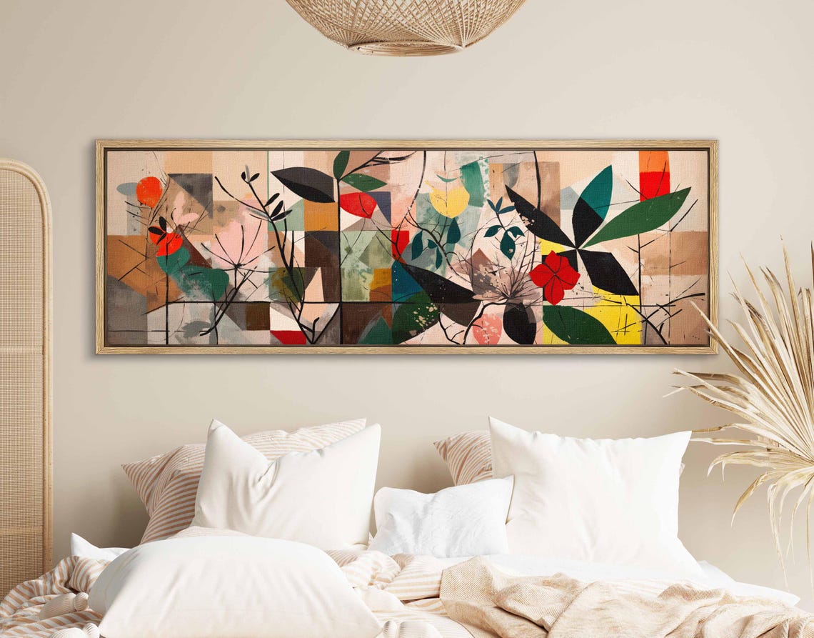 Mid Century Modern Geometric Botanical Floral Abstract Wall Art - Image 2