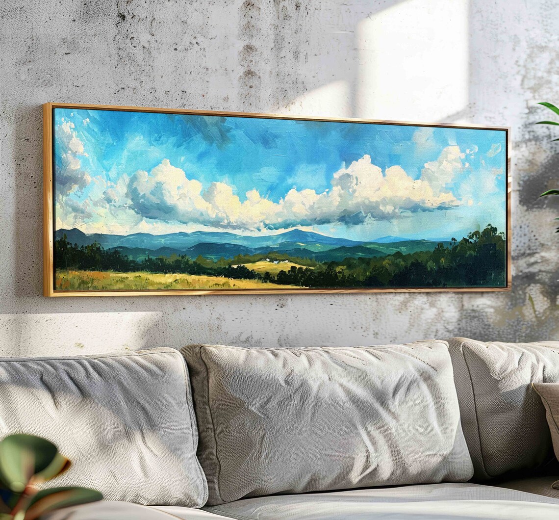 Panoramic Landscape Oil Painting Art Print, Modern