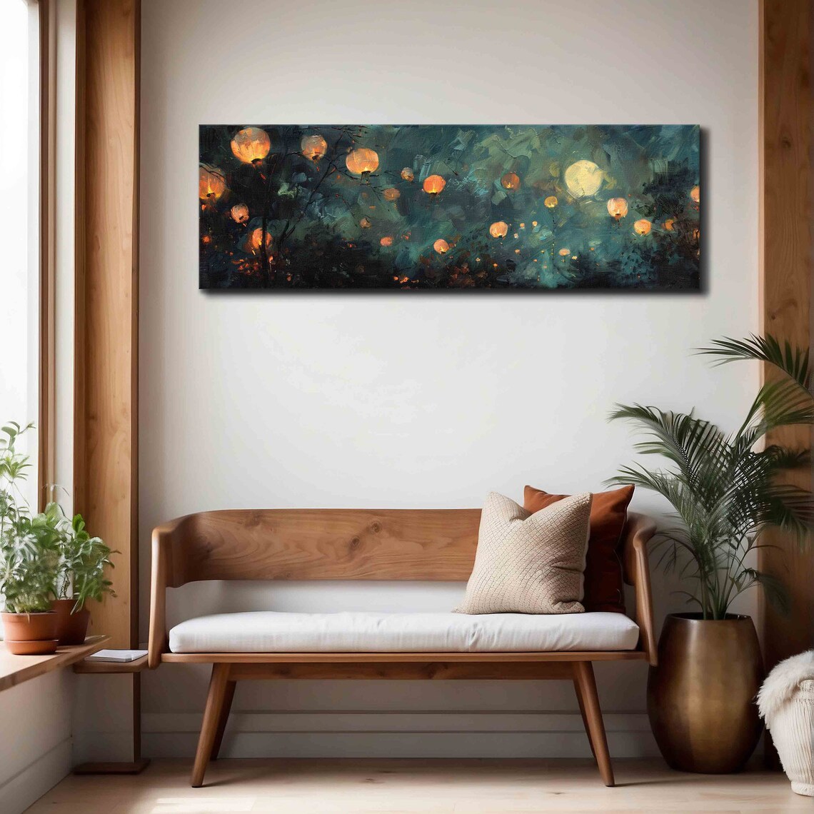 Chinese Lanterns in the Night Sky Skyscape Art Print - Image 4