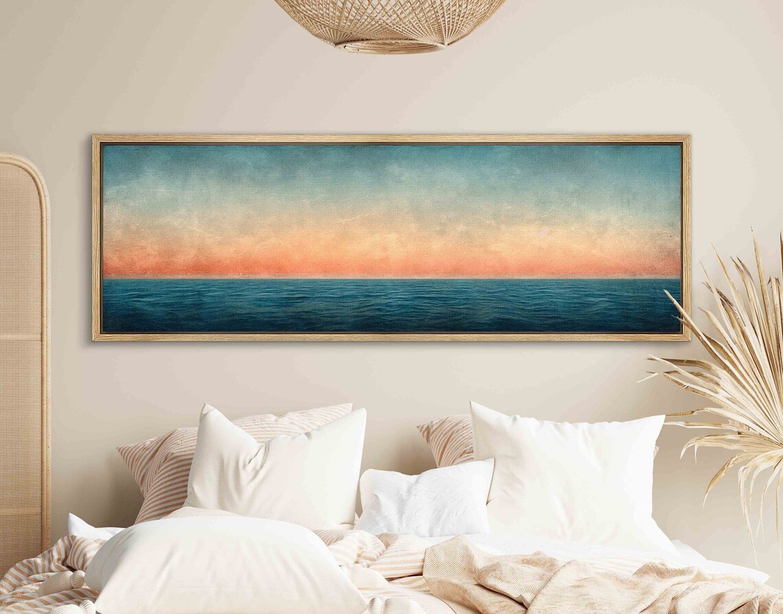 Modern Seascape, Minimalist Bedroom Wall Art Print - Image 2