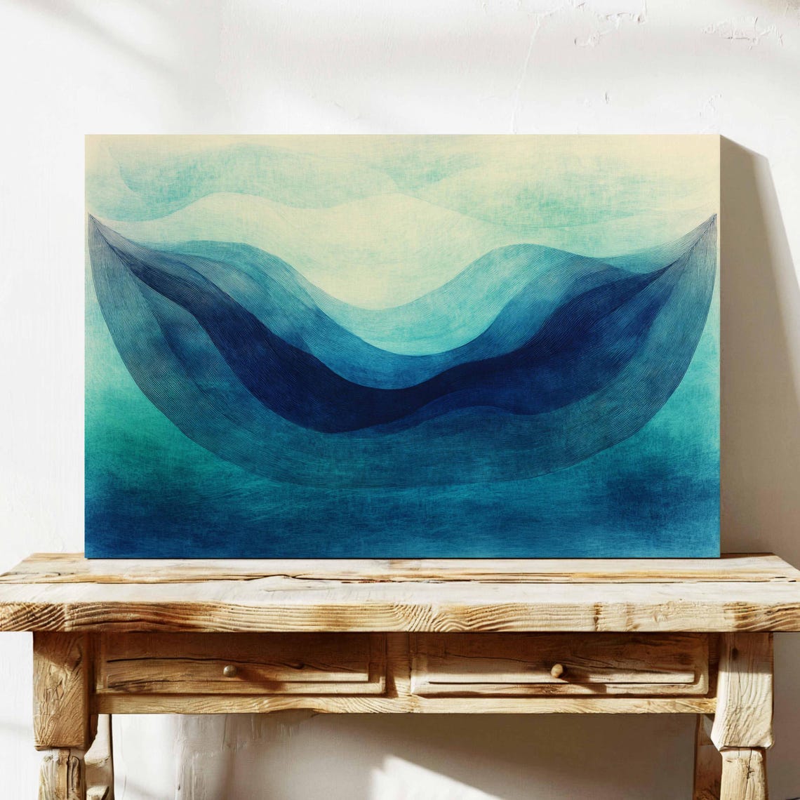 Blue Ocean Wave Abstract Watercolor Flowing Sea Art Wall Poster - Image 2