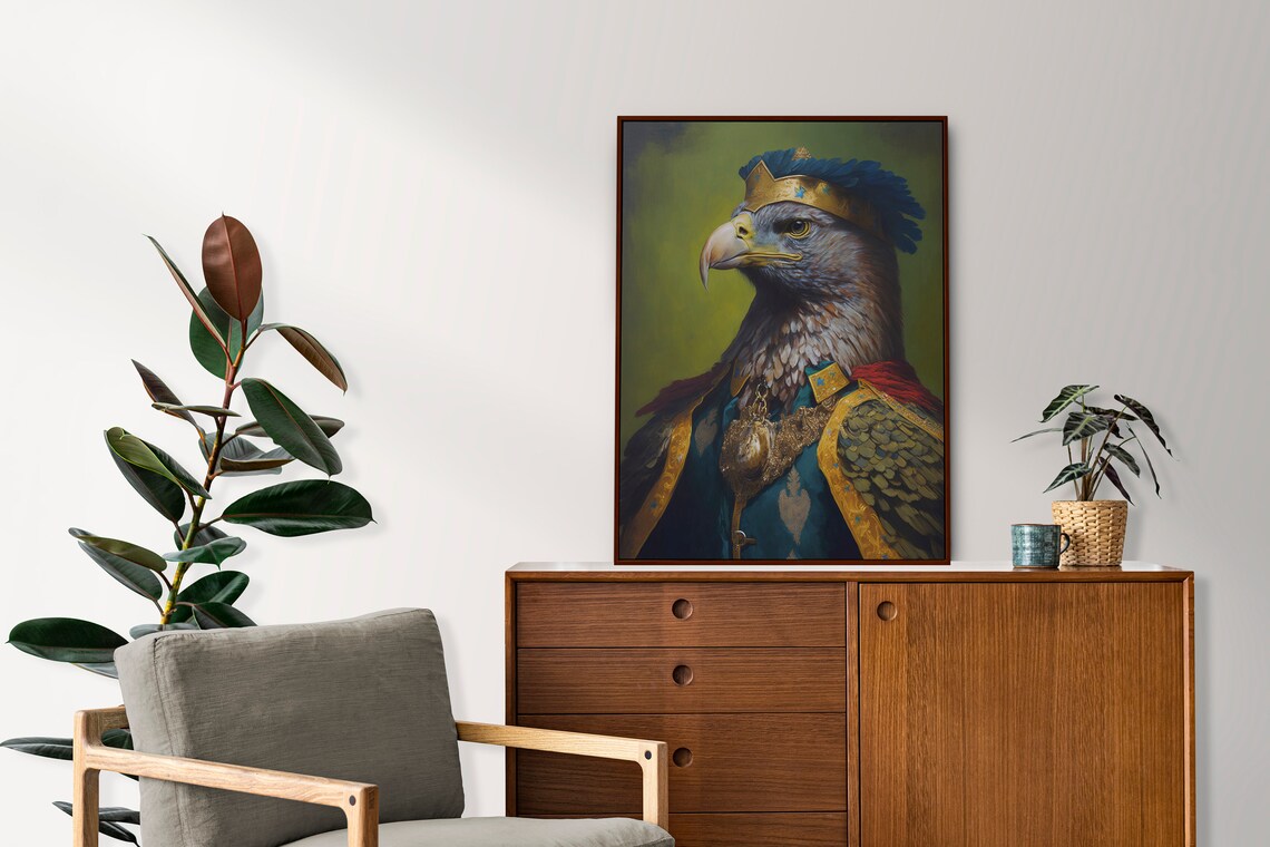 Eagle Royal Portrait Crowned Bird Baroque Wildlife King Print