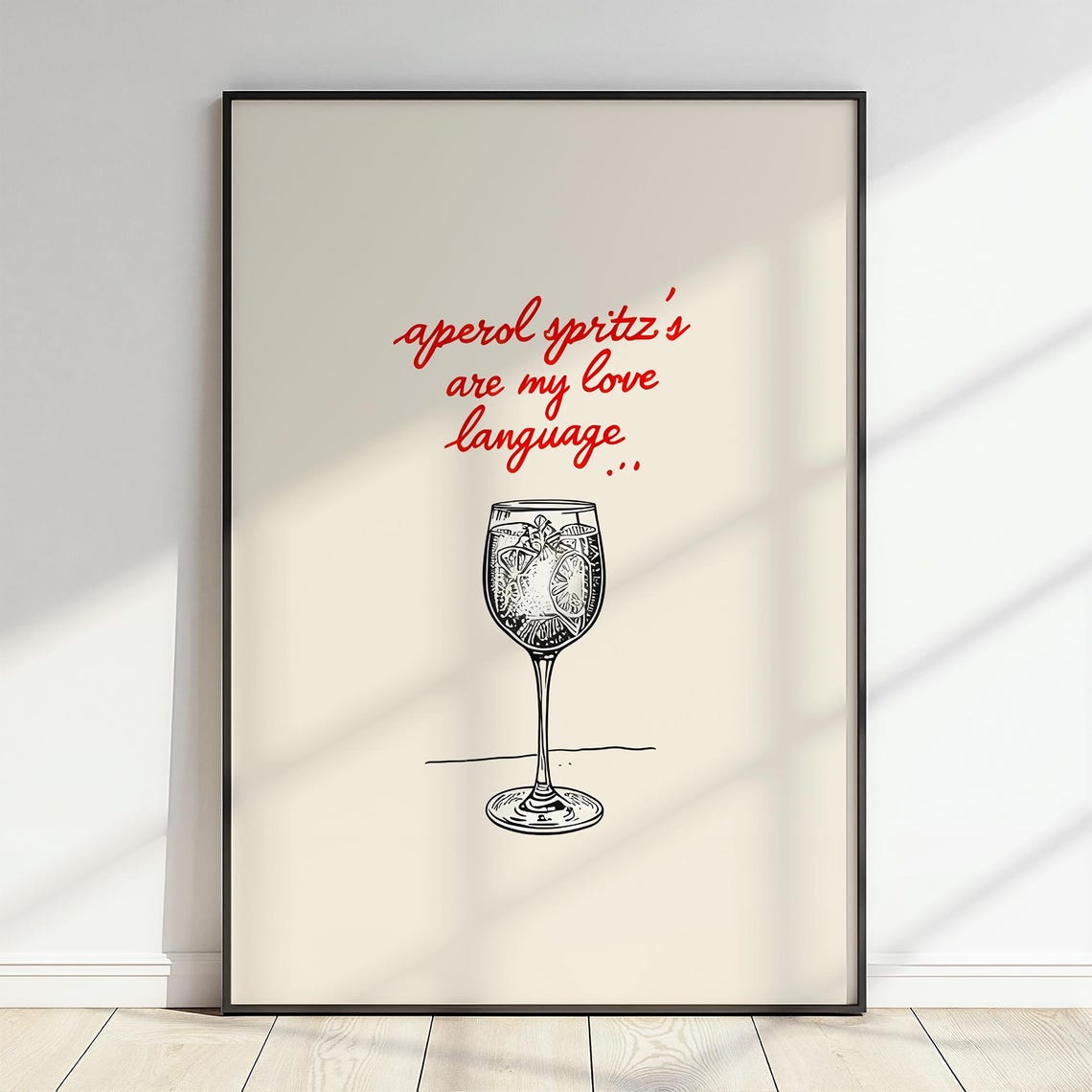 Aperol Spritz Love Language Poster Funny Cocktail Kitchen Sketch Decor