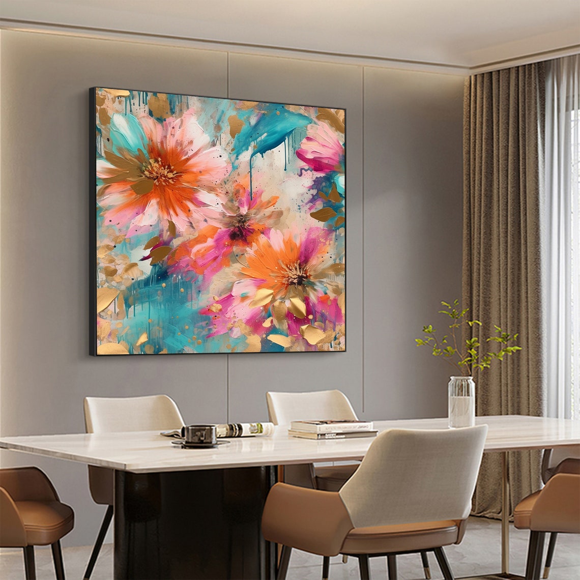 Large Original Flower Oil Painting On Wall Art Abstract Pink Floral Landscape Painting Custom Painting Living Room Home Decor - Image 5